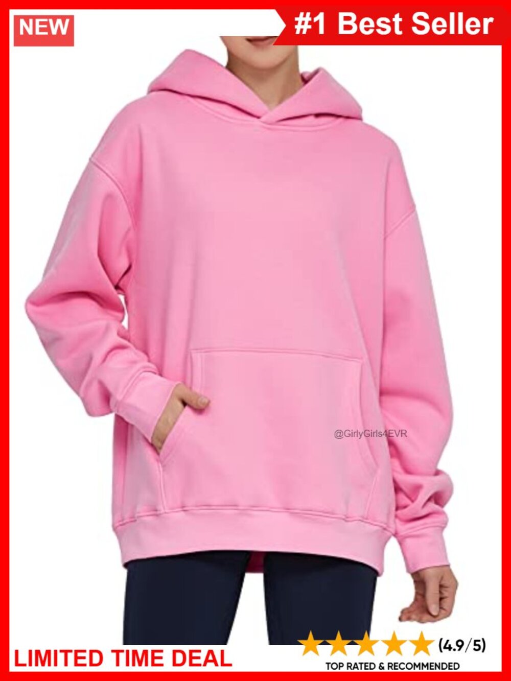 Women's Oversized Fleece Pullover Hoodie Kangaroo Pocket